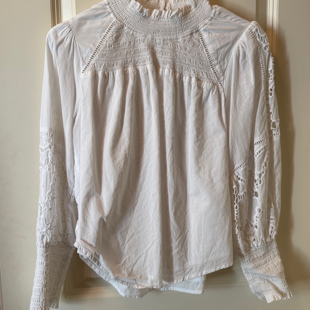 Melissa Nepton White Lace Long Sleeve Blouse